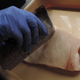 A failed attempt to cut through pig hide with a frozen blade made from poop.